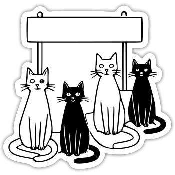 Waiting Cats Sign Personalizable Kids - Sticker size S (10 x 10 cm) - white matte - Front