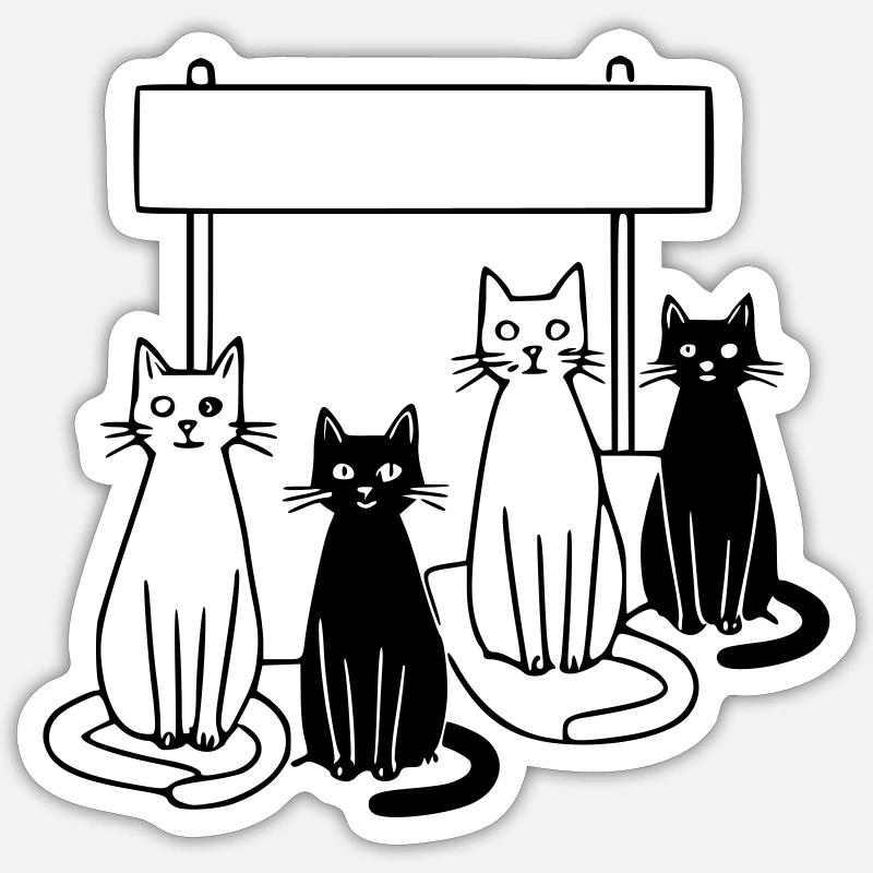 Waiting Cats Sign Personalizable Kids - Sticker size S (10 x 10 cm) - white matte
