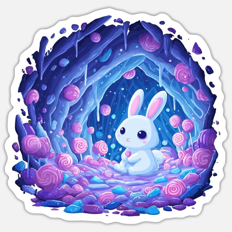 Moonlight Rabbit in the Rose Forest Sticker size S (10 x 10 cm)