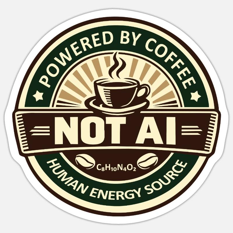 Alimenté par le café - Sticker taille S (10 x 10 cm) - blanc mat