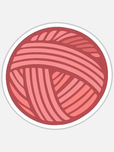 Rosa Wollknäuel-Strickmuster - Sticker Größe S (10 x 10 cm) - Mattweiß