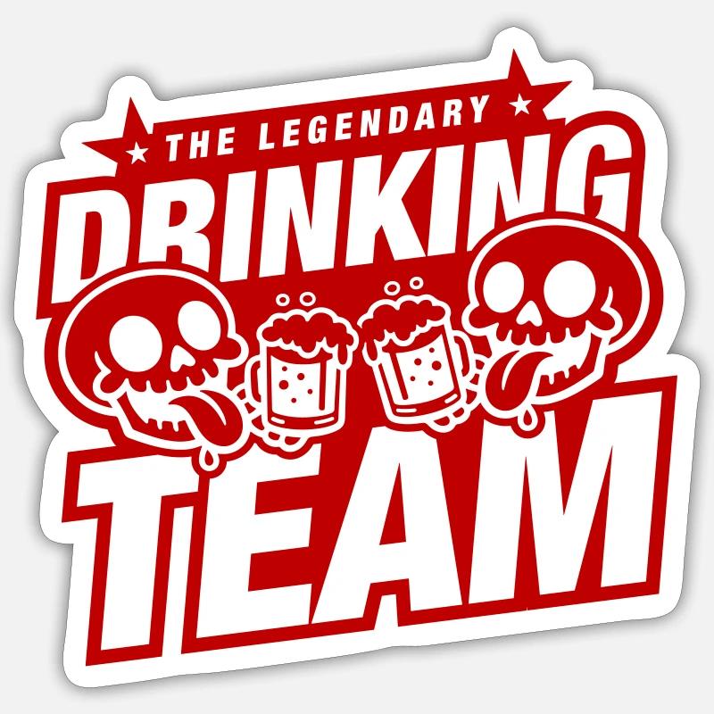 Drinking Team Skelett Bier - Sticker Größe S (10 x 10 cm) - Mattweiß