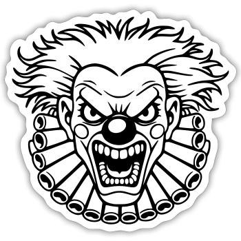 clown méchant  - Sticker taille S (10 x 10 cm) - blanc mat - Devant