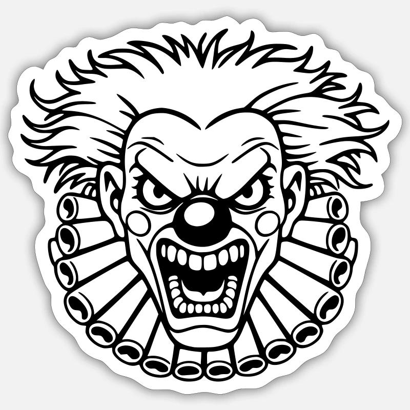 clown méchant  - Sticker taille S (10 x 10 cm) - blanc mat