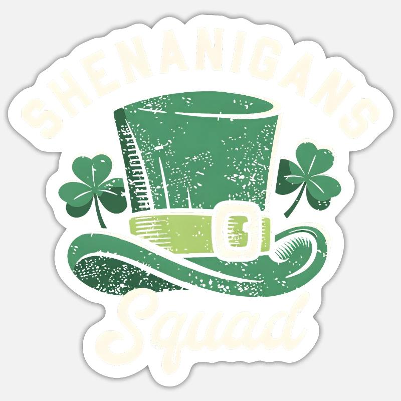 Shenanigans Squad St. Patricks Day Grüner Hut Sticker Größe S (10 x 10 cm)