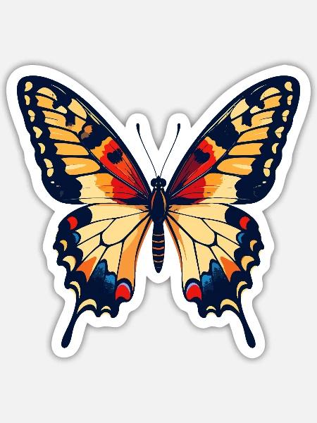 Schöner Bunter Schmetterling Frühling Motiv - Sticker Größe S (10 x 10 cm) - Mattweiß
