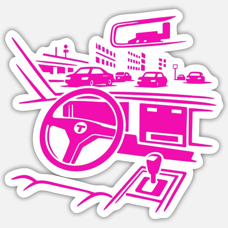 Neon Car Cockpit - Sticker size S (10 x 10 cm) - white matte