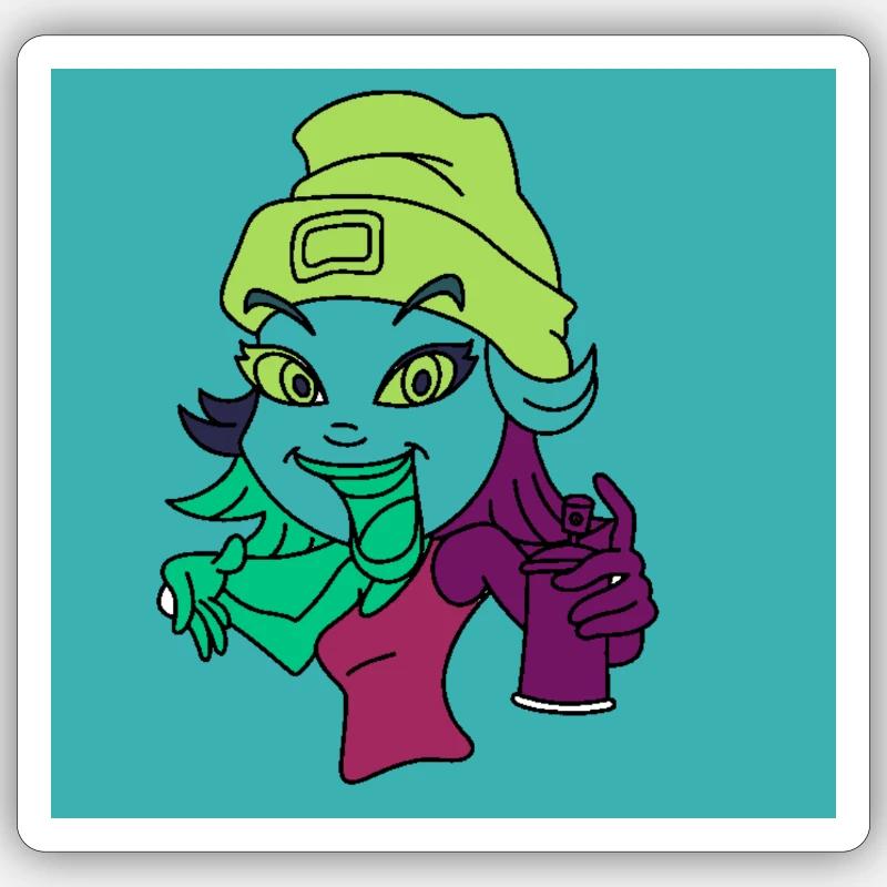Neon Graffiti Mascot - Sticker size S (10 x 10 cm) - white matte