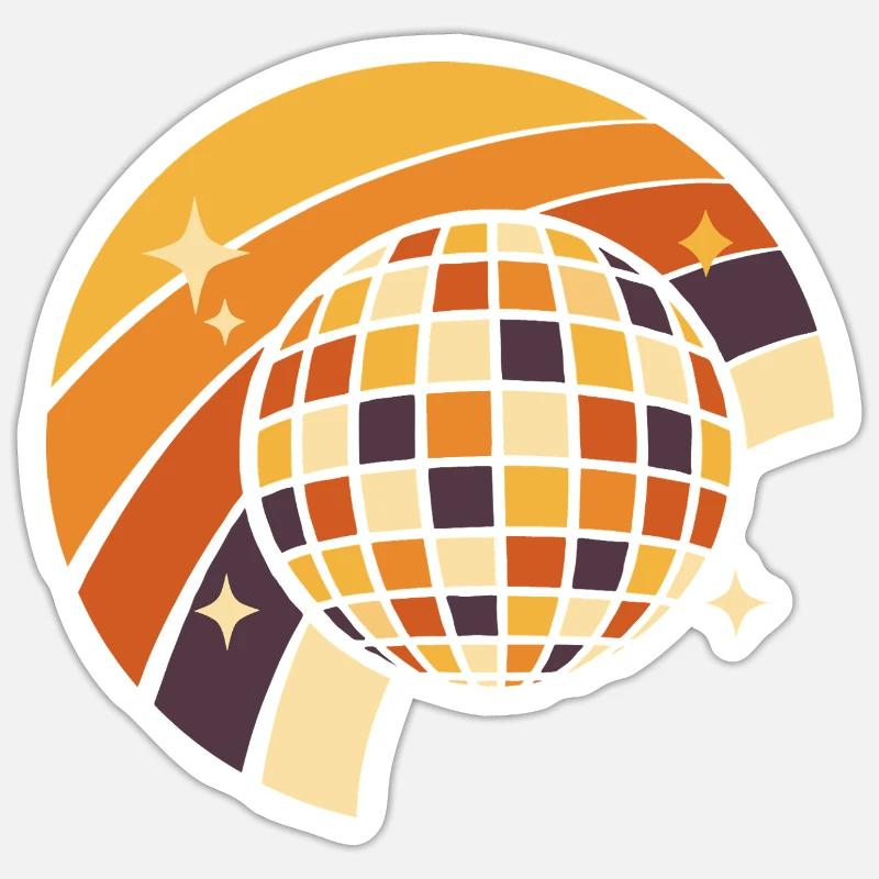 Discokugel Retro Party 80er Geschenk - Sticker Größe S (10 x 10 cm) - Mattweiß