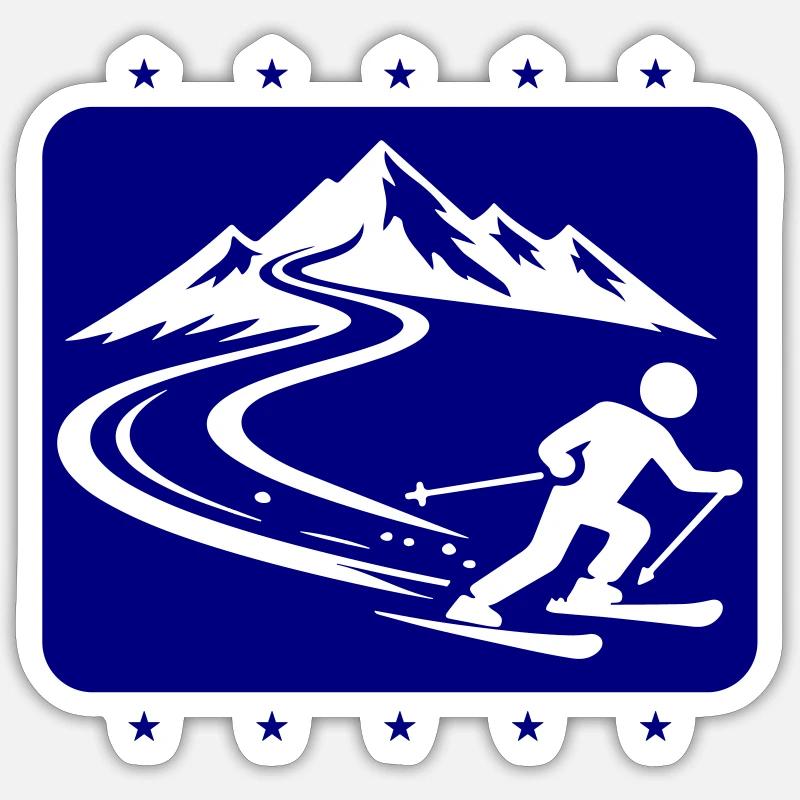 Ski Berge - Sticker Größe S (10 x 10 cm) - Mattweiß