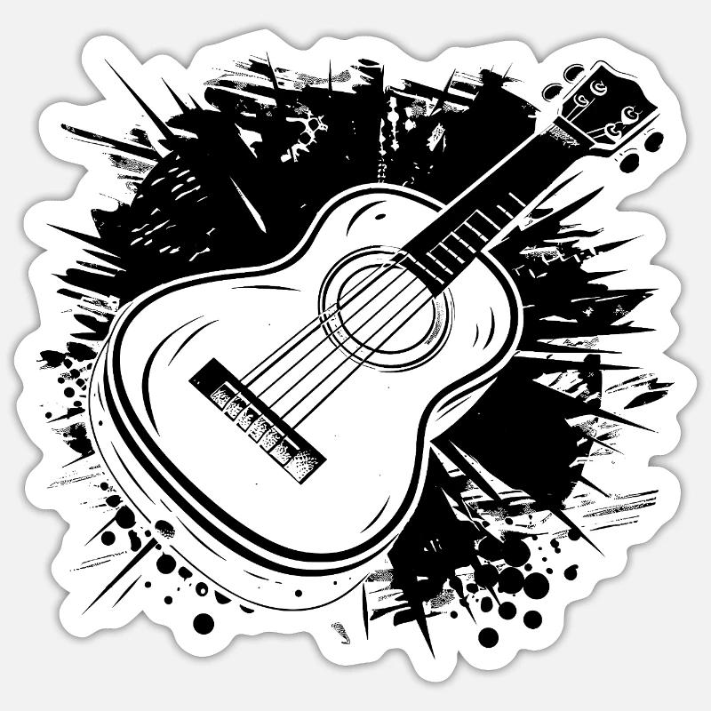 Graphismes Ukulélé - Sticker taille S (10 x 10 cm) - blanc mat