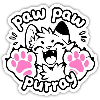 Paw Paw Purray Cat | Motif drôle de patte - Sticker taille S (10 x 10 cm) - blanc mat - Devant
