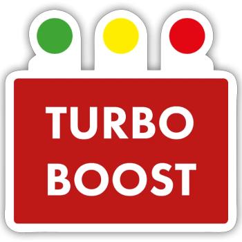 Texte rétro du turbo boost - Sticker taille S (10 x 10 cm) - blanc mat - Devant