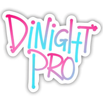 Dinight Pro Neon Gradient - Sticker Größe S (10 x 10 cm) - Mattweiß - Vorne