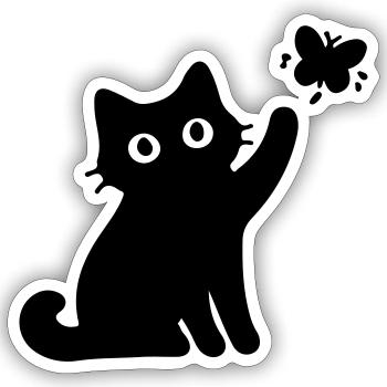 Chat drôle - Sticker taille S (10 x 10 cm) - blanc mat - Devant