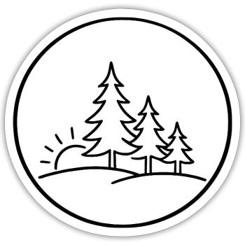 Sonnenaufgang im Waldkreis - Sticker Größe S (10 x 10 cm) - Mattweiß - Vorne