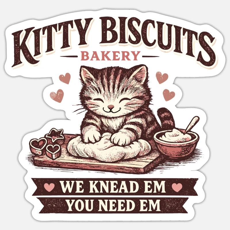 Cat Bakery Valentine's Day Gift - Sticker size S (10 x 10 cm) - white matte