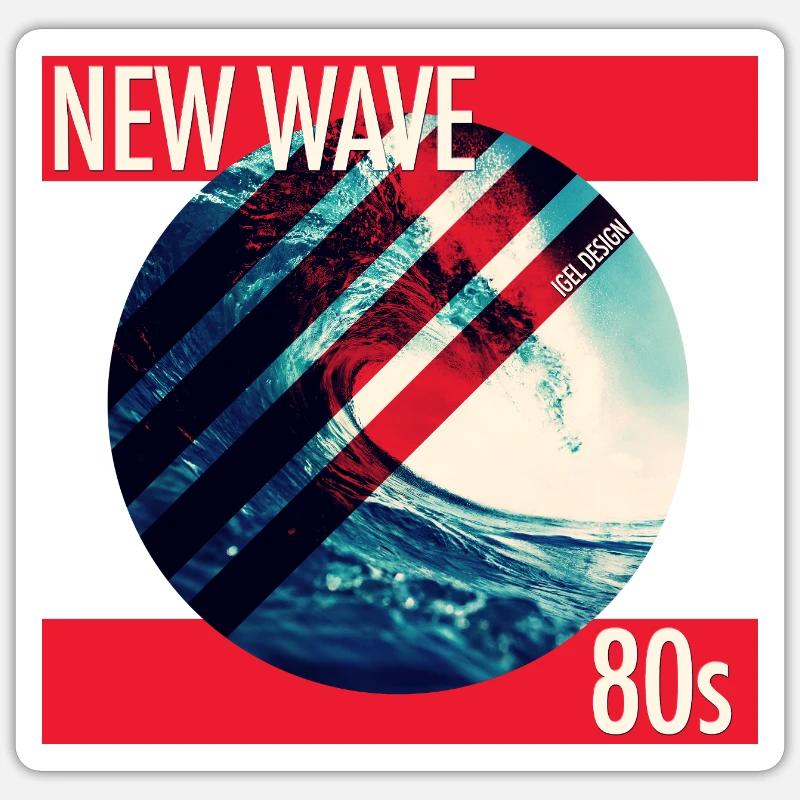 New Wave Neon Surf 80s Sticker size S (10 x 10 cm)