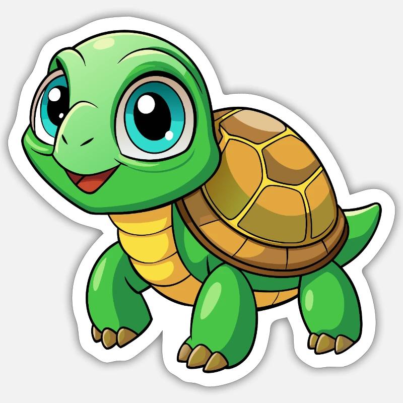Bébé tortue - Sticker taille S (10 x 10 cm) - blanc mat
