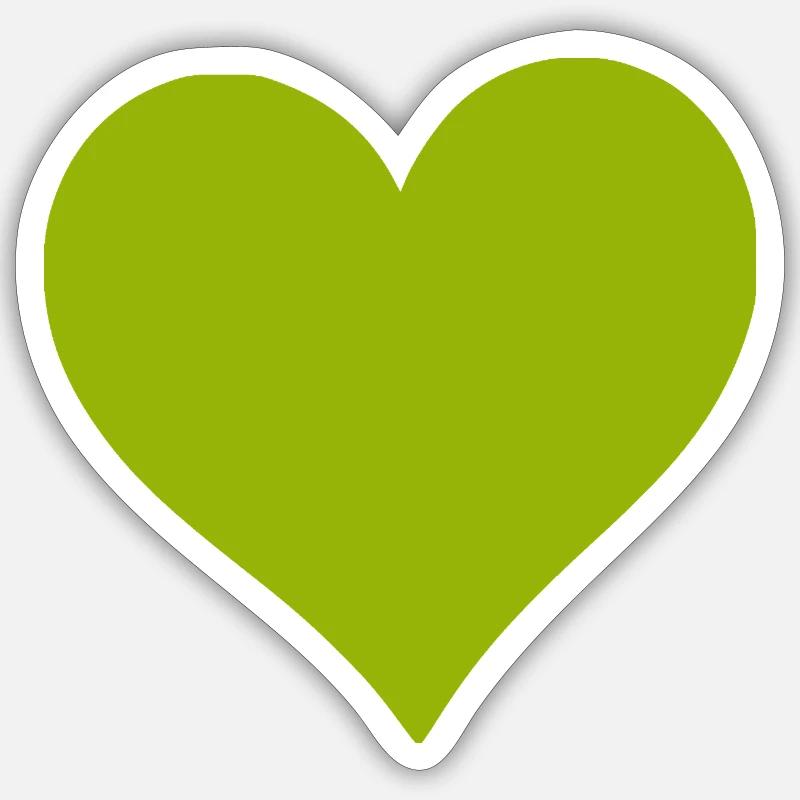 Cœur vert vert - Sticker taille S (10 x 10 cm) - blanc mat