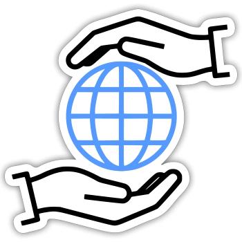 Globe Hands Out Global - Sticker taille S (10 x 10 cm) - blanc mat - Devant