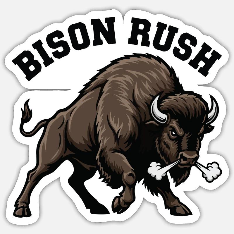 Bison Rush Bison Sauvage Force Sticker taille S (10 x 10 cm)