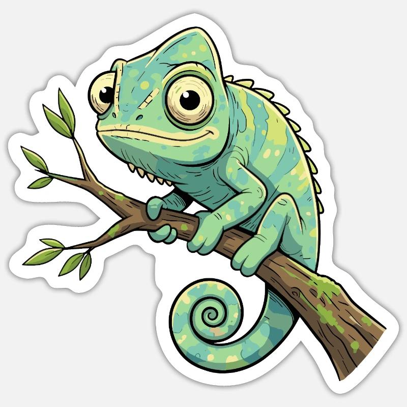 Chameleon on a branch - Sticker size S (10 x 10 cm) - white matte