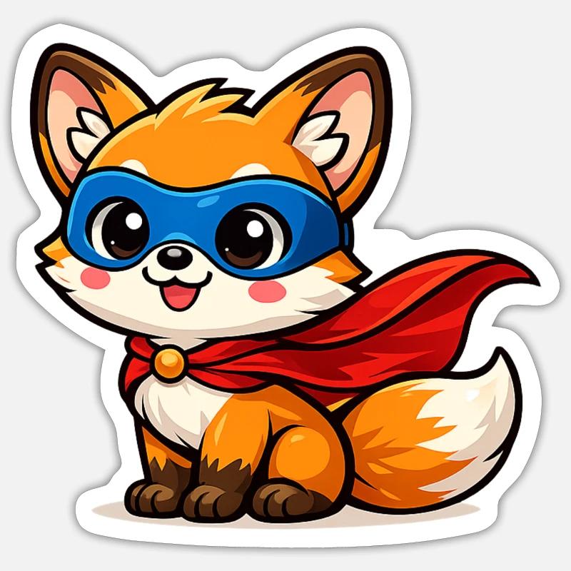 held Fuchs – Kleiner Superfuchs - Sticker Größe S (10 x 10 cm) - Mattweiß