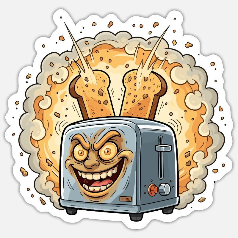 Laughing Toaster Crumb Explosion - Sticker size S (10 x 10 cm) - white matte