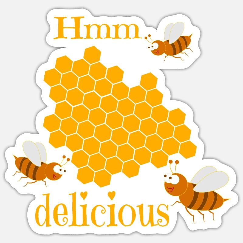 Bees with honeycomb - Sticker size S (10 x 10 cm) - white matte