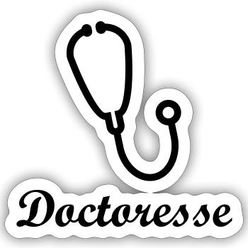 Doctoresse stéthoscope médical femme - Sticker taille S (10 x 10 cm) - blanc mat - Devant
