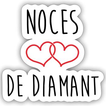 Wedding Anniversary - Diamond Wedding (60 years) - Sticker size S (10 x 10 cm) - white matte - Front