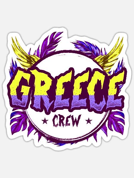 Greece Crew Bunt - Sticker Größe S (10 x 10 cm) - Mattweiß