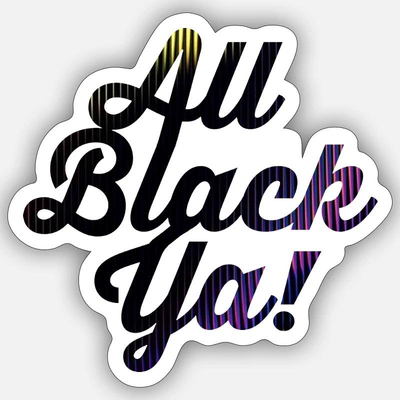 Police noire rayée néon Ya - Sticker taille S (10 x 10 cm) - blanc mat