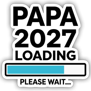 Futur Papa 2027 Chargement en Cours - Sticker taille S (10 x 10 cm) - blanc mat - Devant