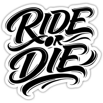 Rouler ou mourir - Sticker taille S (10 x 10 cm) - blanc mat - Devant