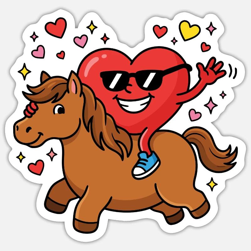 Cheval drôle pour la Saint-Valentin Sticker taille S (10 x 10 cm)