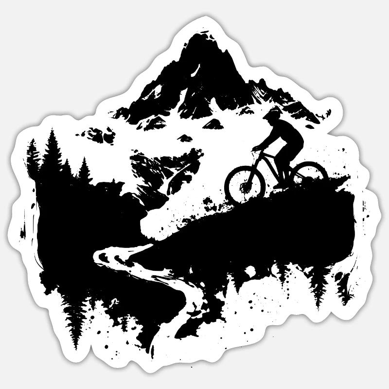 Sketch pour amateurs de VTT - Sticker taille S (10 x 10 cm) - blanc mat