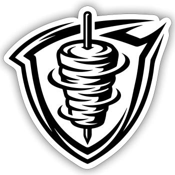 Brochette de doner kebab - Sticker taille S (10 x 10 cm) - blanc mat - Devant