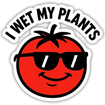 Ich befeuchte meine Pflanzen beim Tomatengärtnern - Sticker Größe S (10 x 10 cm) - Mattweiß - Vorne