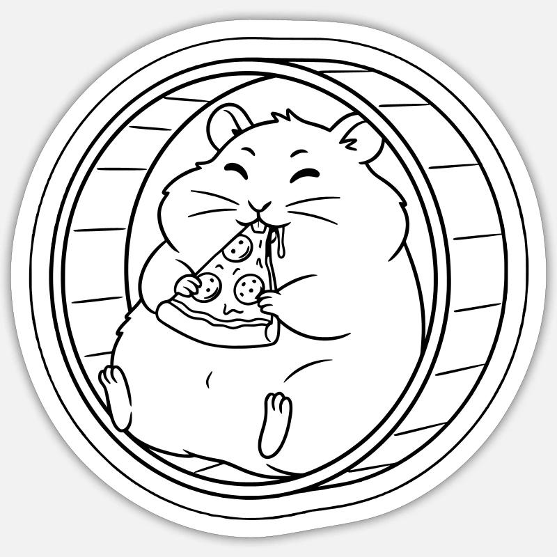 Plan de pizza Hamster Balanced Bike Sticker taille S (10 x 10 cm)