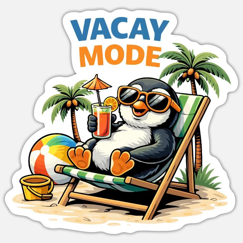 Plage des manchots Vacay Mode Sticker taille S (10 x 10 cm)