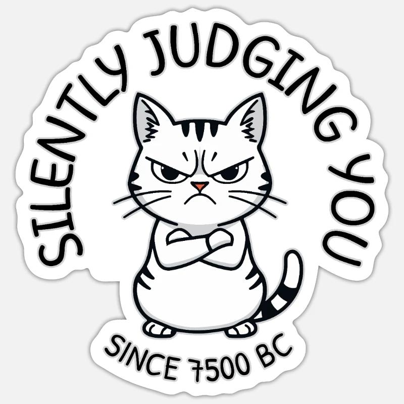 Katzenrichter seit 7500 v. Chr. - Sticker Größe S (10 x 10 cm) - Mattweiß