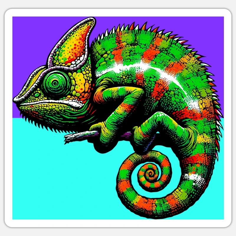caméléon - Sticker taille S (10 x 10 cm) - blanc mat