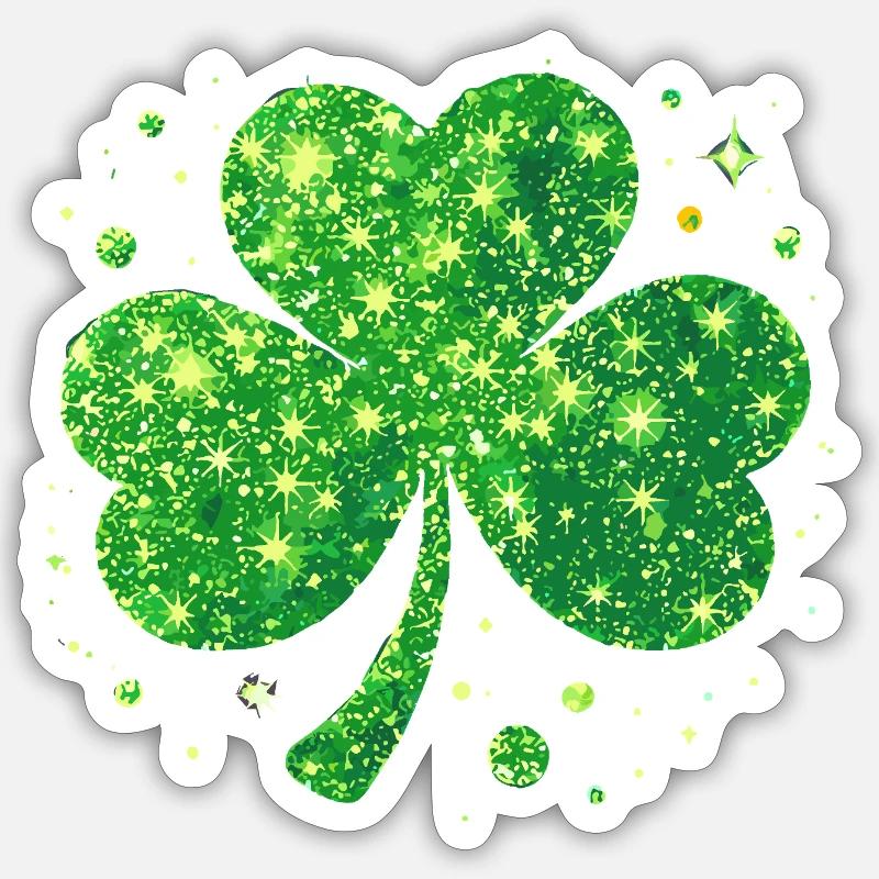 Fête de la Saint-Patrick Trèfle Lucky - Sticker taille S (10 x 10 cm) - blanc mat