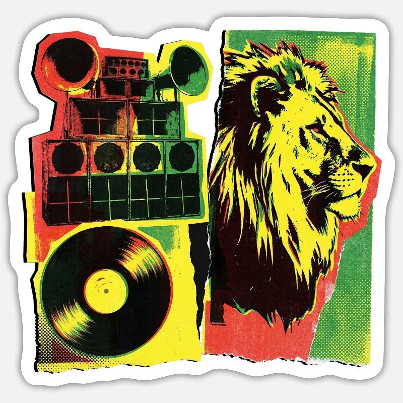 Système de son Roots Reggae - Sticker taille S (10 x 10 cm) - blanc mat