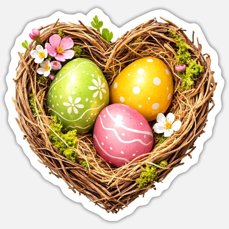 Heart-shaped Easter basket with eggs Sticker size S (10 x 10 cm)