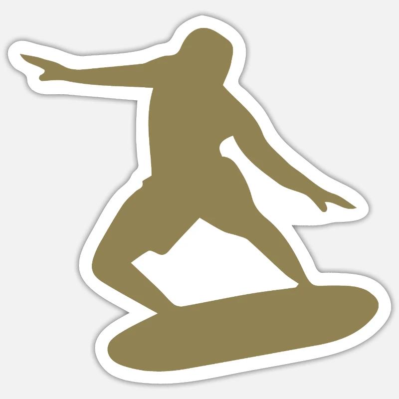 Surfer Silhouette Surfing Minimalist - Sticker size S (10 x 10 cm) - white matte