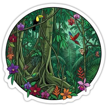 Tropical Jungle Circular Painting - Sticker size S (10 x 10 cm) - white matte - Front