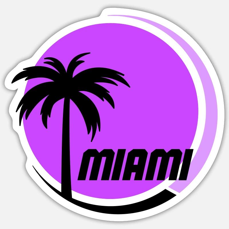 Miami Palm Trees Neon Retro - Sticker size S (10 x 10 cm) - white matte